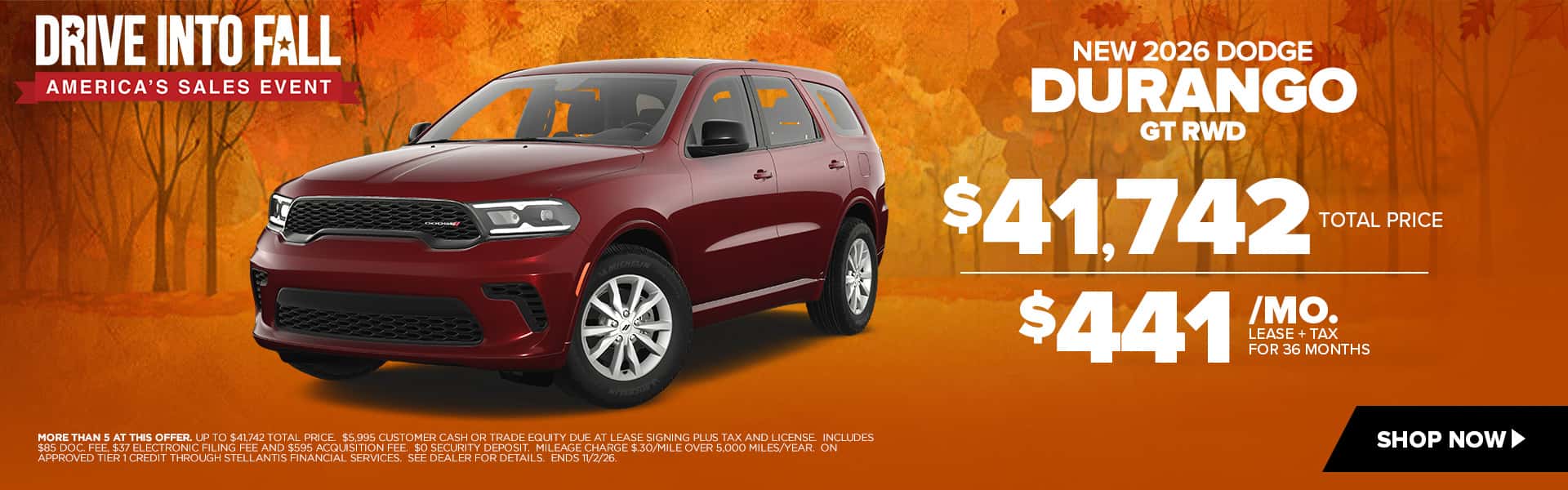 Now lease a new Dodge Durango for just $441/mo.