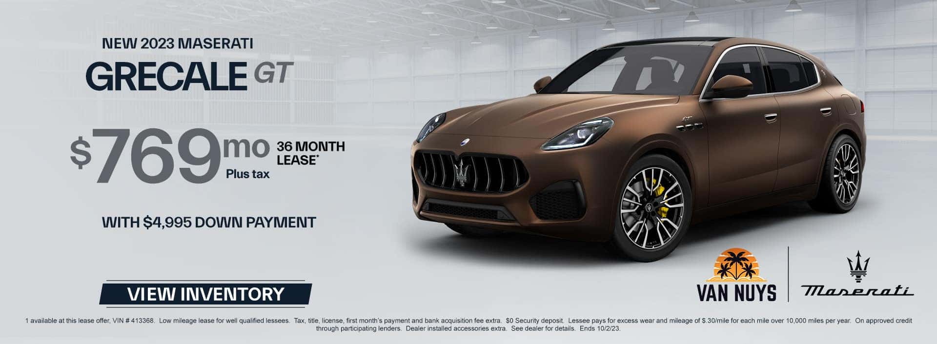 2023 Maserati Grecale GT $769/Mo. lease + tax for 36 months w/ $4,995 down