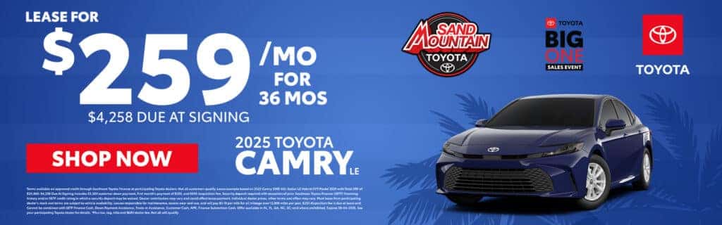 2025 Camry LE | $259 for 36 months. $4,258 due at signing