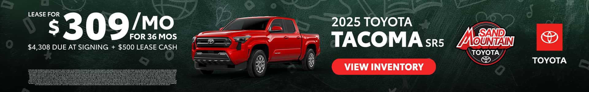 Sand-Mountain-Toyota—Aug-25—Monthly-Offers—Tacoma-SR5—1920×300