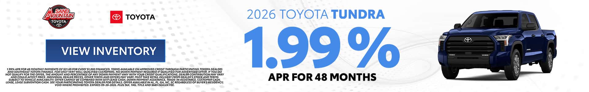 2026 Tundra  1.99% APR for 48 months