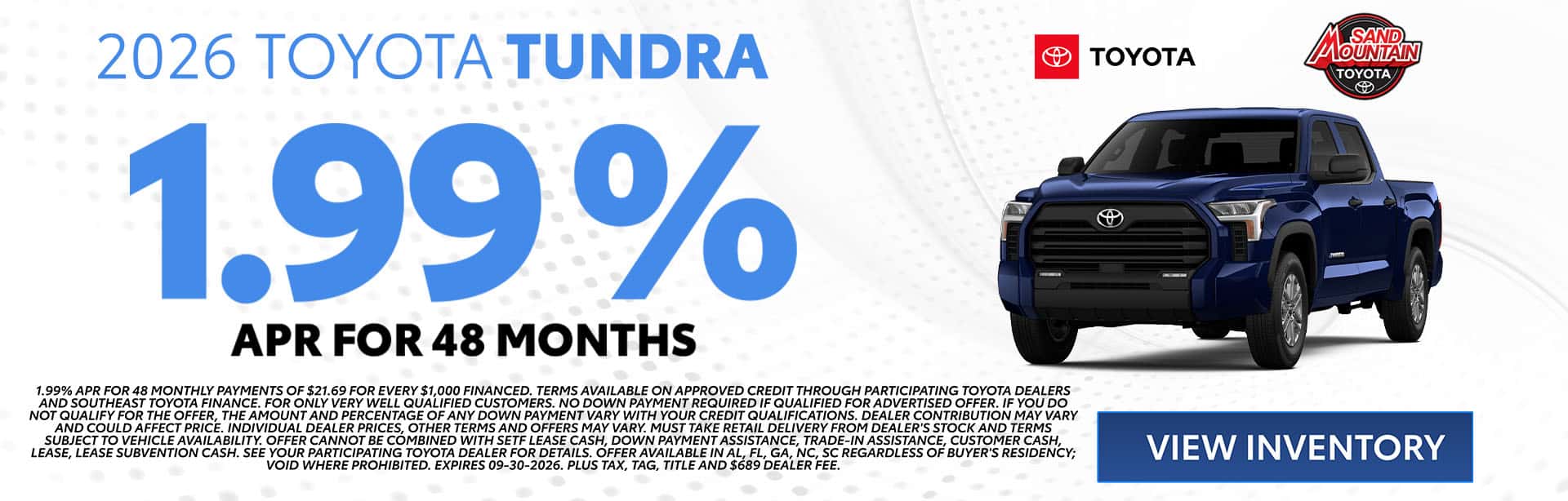 2026 Tundra  1.99% APR for 48 months