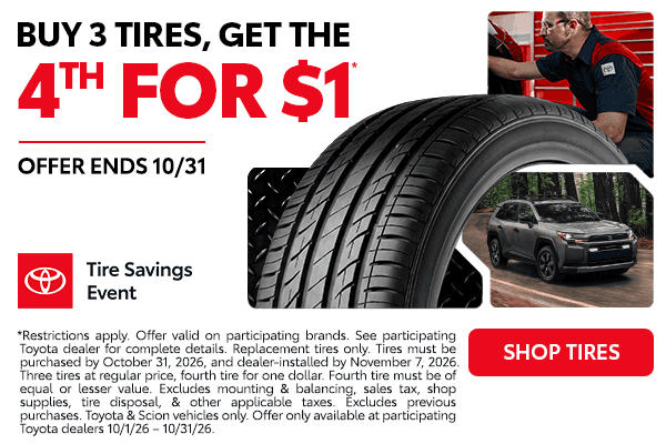 Buy 3 Tires, Get The 4th For $1