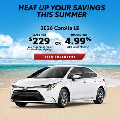 2026 Toyota Corolla LE - $229/mo for 36 mos or 4.99% APR for 48 Months