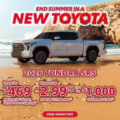 2026 Toyota Tundra SR5 - $469/mo. for 36 mos. or 2.99% APR for 72 Months or $1,000 Customer Cash