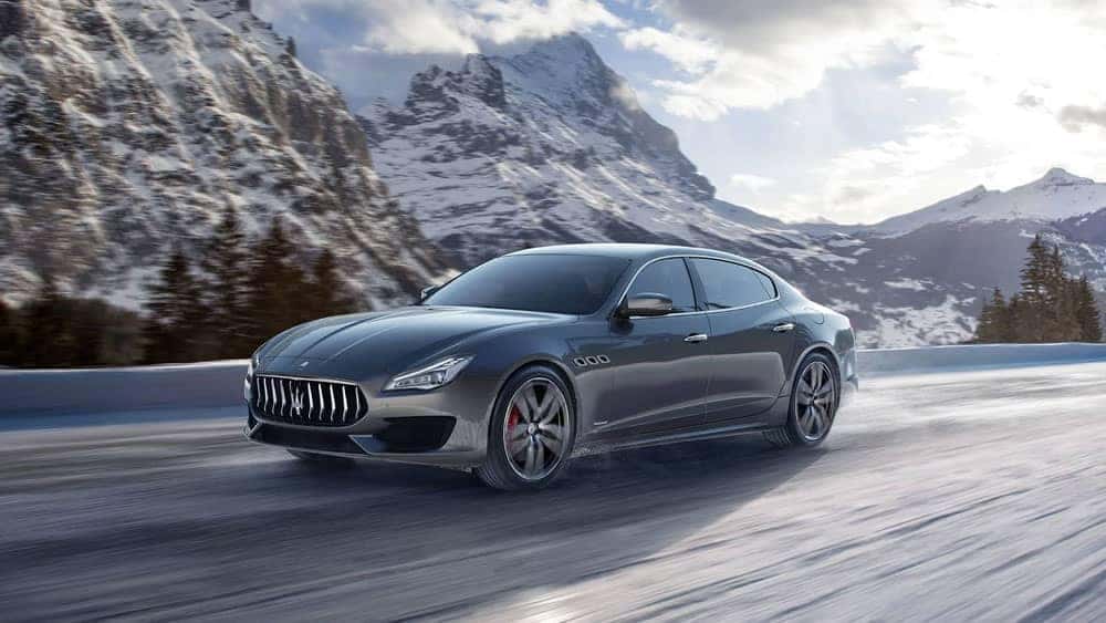 2019 Maserati Quattroporte among snowy mountains