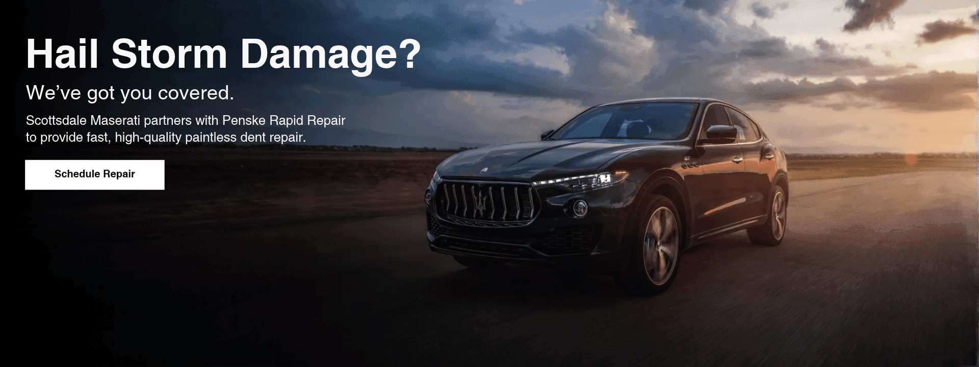Homepage banner to schedule Hail damage repair