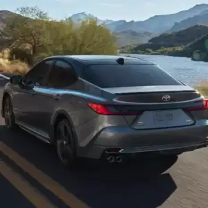 2026 Toyota Camry Rear View on Winding Road