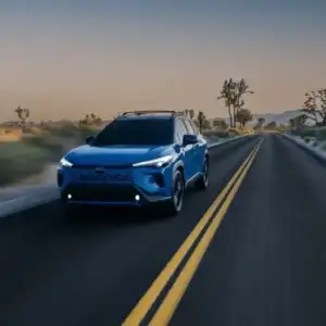 2026 Toyota Corolla Cross Cavalry Blue in motion
