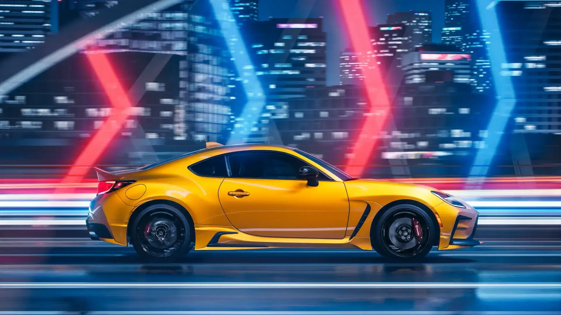 Passenger-side profile of the 2026 GR86 Premium on 18-inch wheels