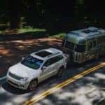 Jeep Grand Cherokee Towing a Camping Trailer