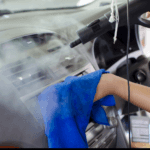 Image of a vehicles air conditioning getting serviced