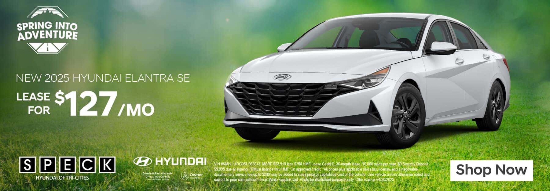 lease a new 2025 hyundai elantra for $127 a month
