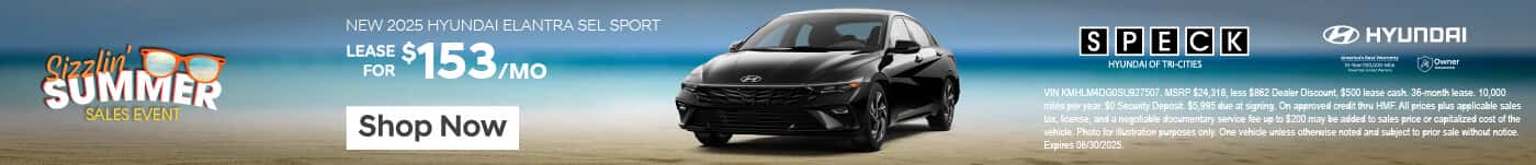 lease a new 2025 hyundai elantra for $153 a month