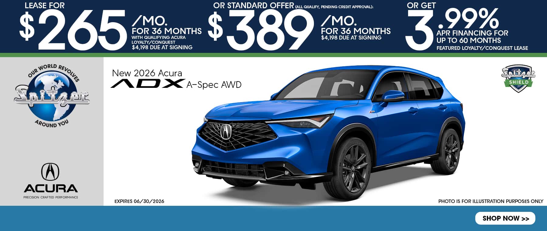06.2026_2026 Acura ADX_Lease for $265 for 36 mo OR $389 for 36 mo OR 3.99% for 60 mo