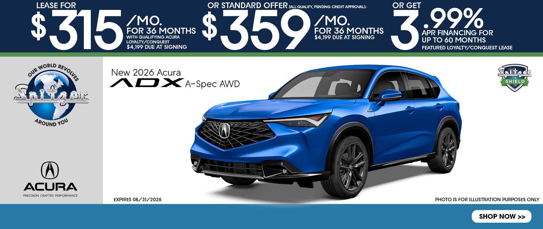 07.2026_2026 Acura ADX_Lease for $315 for 36 mo OR Lease for $359 for 36 mo OR get 3.99% for 60 mo