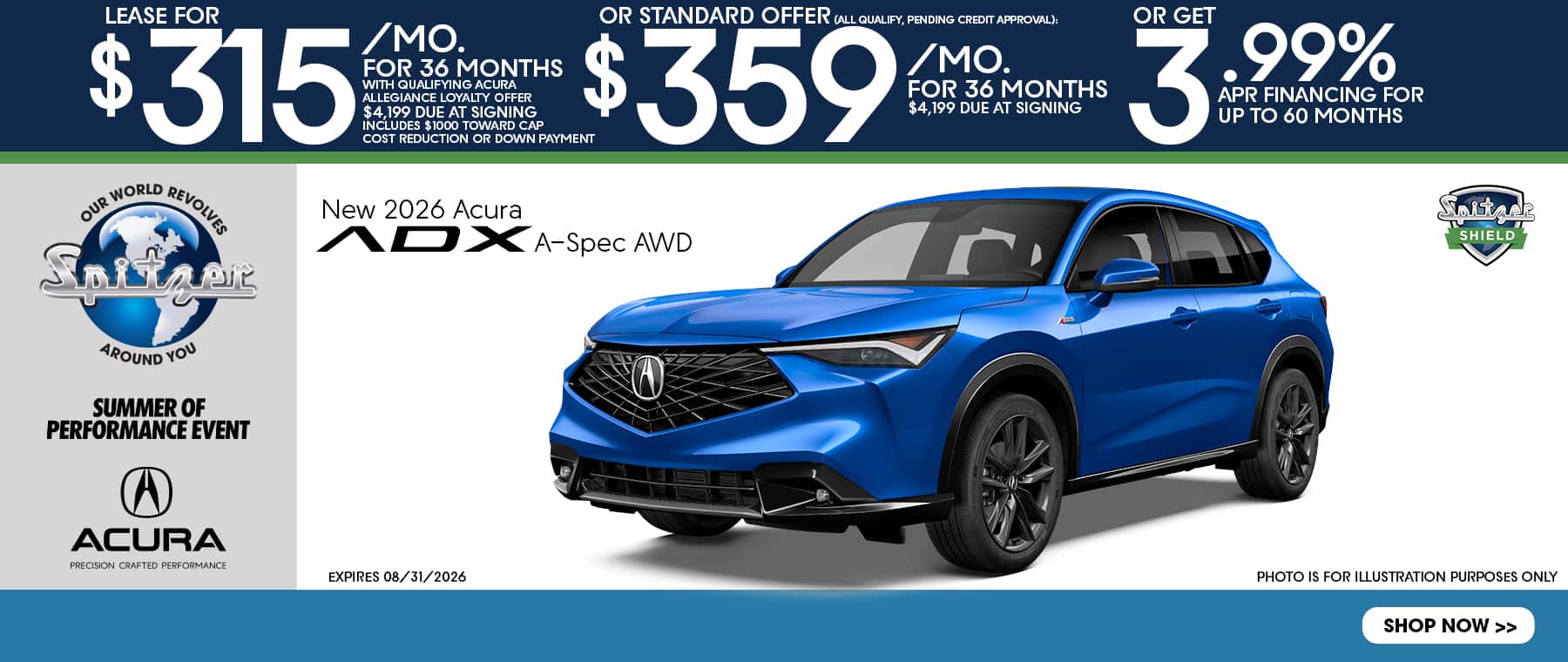 07.2026_2026 Acura ADX_Lease for $315 for 36 mo OR Lease for $359 for 36 mo OR get 3.99% for 60 mo
