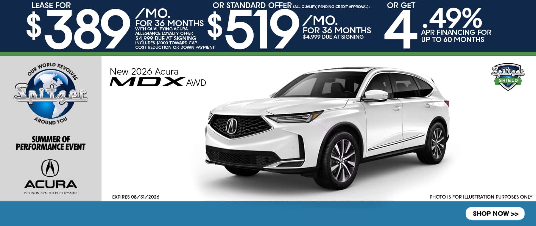 07.2026_2026 Acura MDX Lease for $389 for 36 mo OR $519 for 36 mo OR get 4.49% for 60 mo