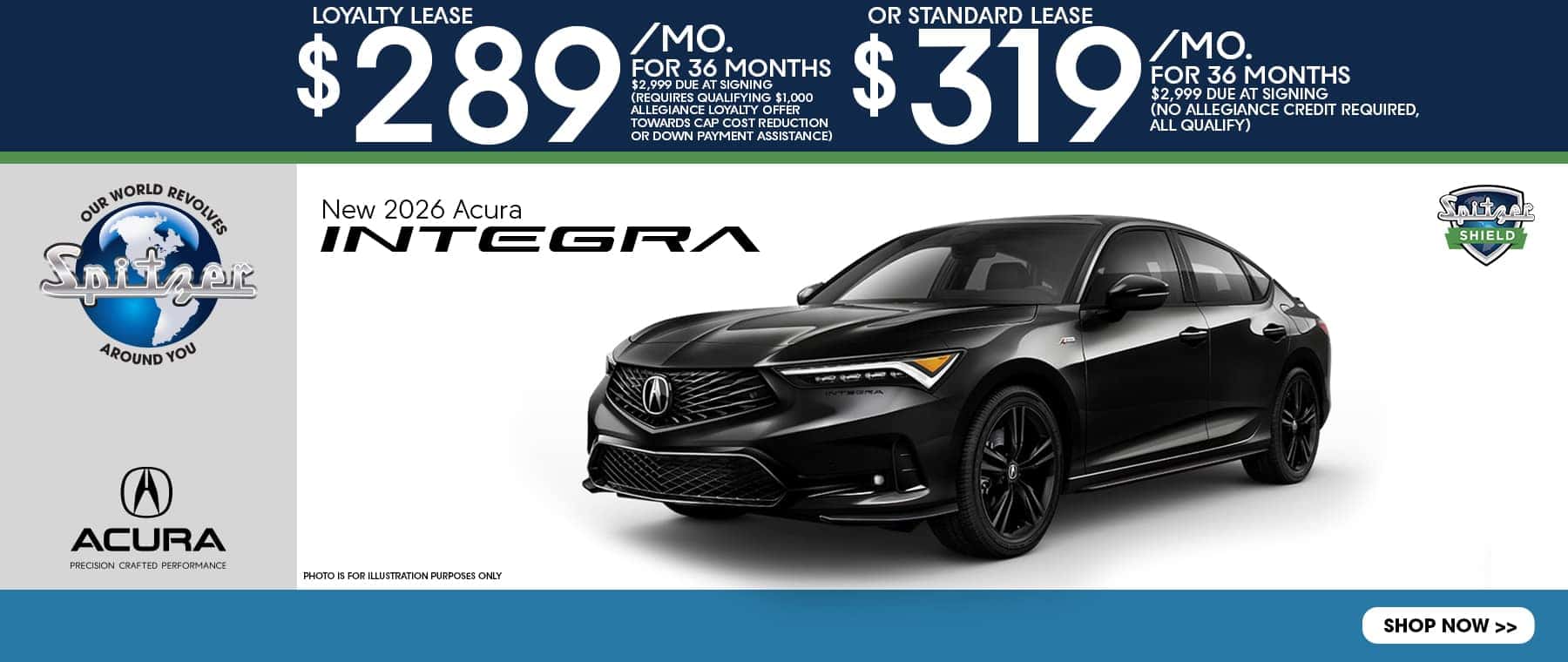 09.2026_Acura Integra_Loyalty Lease for $289 for 36 mo OR Standard Lease for $319 for 36 mo