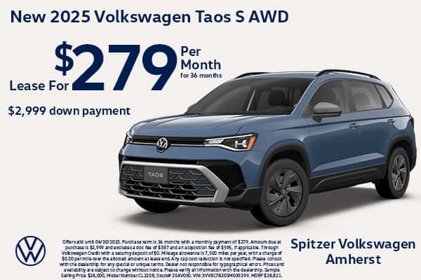 2025 Volkswagen Taos S AWD - Lease for $279/mo for 36 month