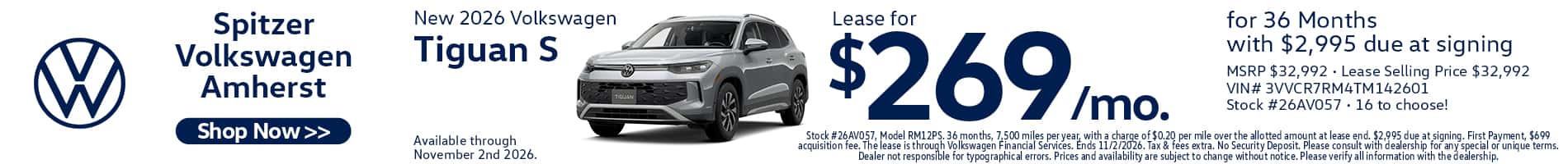 09.2026_VW Tiguan_Lease for $269 for 36 mo