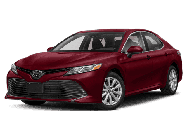side view of a red 2020 Toyota Camry