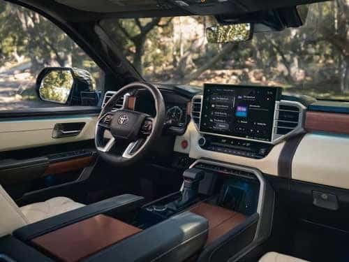 2024 Toyota Tundra interior view of dash and front seats