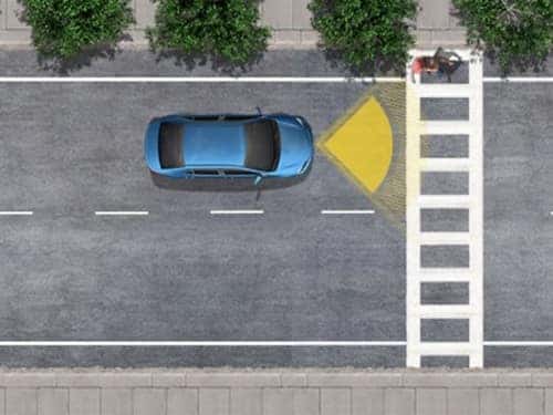 2024 Toyota Sienna model view of pre-collision with pedestrian warning safety feature