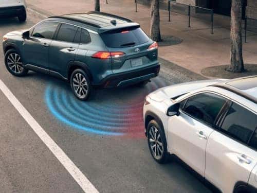 2024 Toyota Corolla Cross overhead view of parking assist safety feature